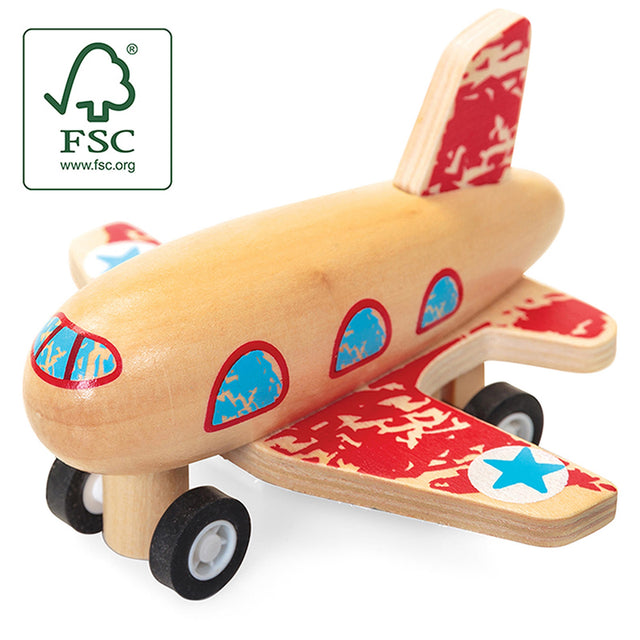 WOODEN PULL BACK AEROPLANES