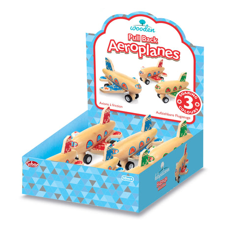 WOODEN PULL BACK AEROPLANES