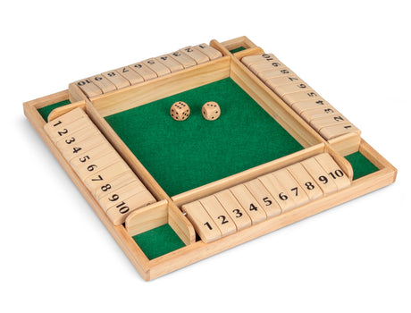 WOODEN 4 PLAYER SHUT THE BOX GAME