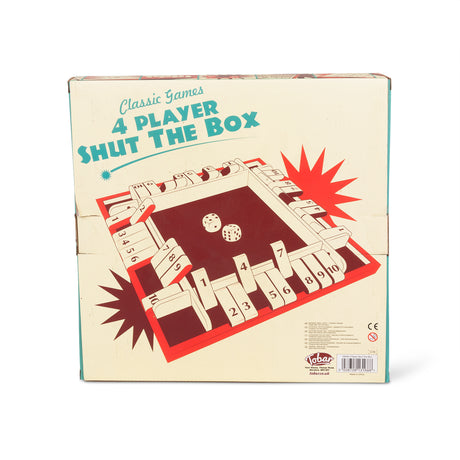 WOODEN 4 PLAYER SHUT THE BOX GAME