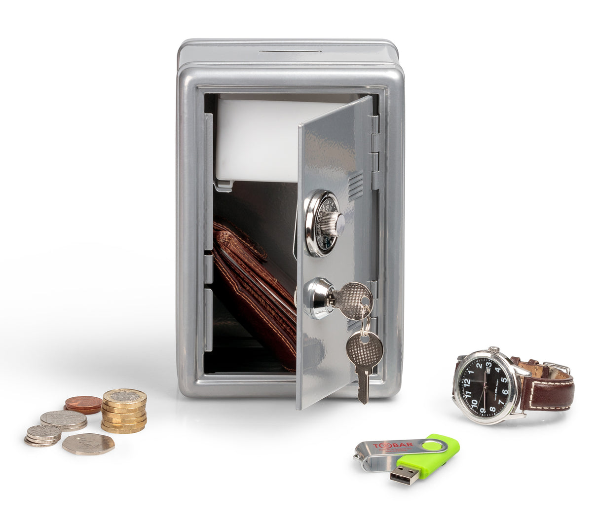 METAL LOCKER BANK SILVER