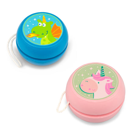 WOODEN UNICORN AND DRAGON YOYOS - BROWN BOX INNER