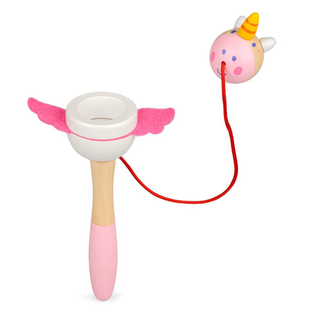 WOODEN UNICORN AND DRAGON CUP AND BALL