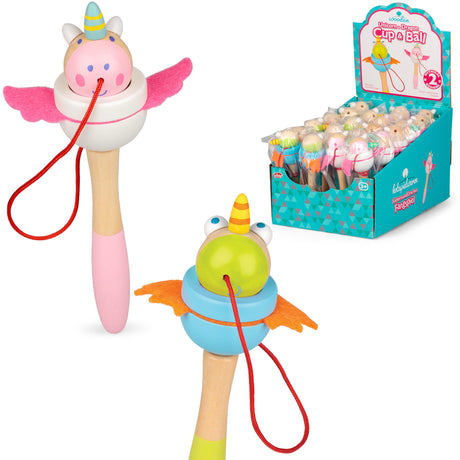 WOODEN UNICORN AND DRAGON CUP AND BALL