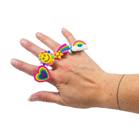 RAINBOW CHUNKY RING 4PK - BROWN INNER BOX