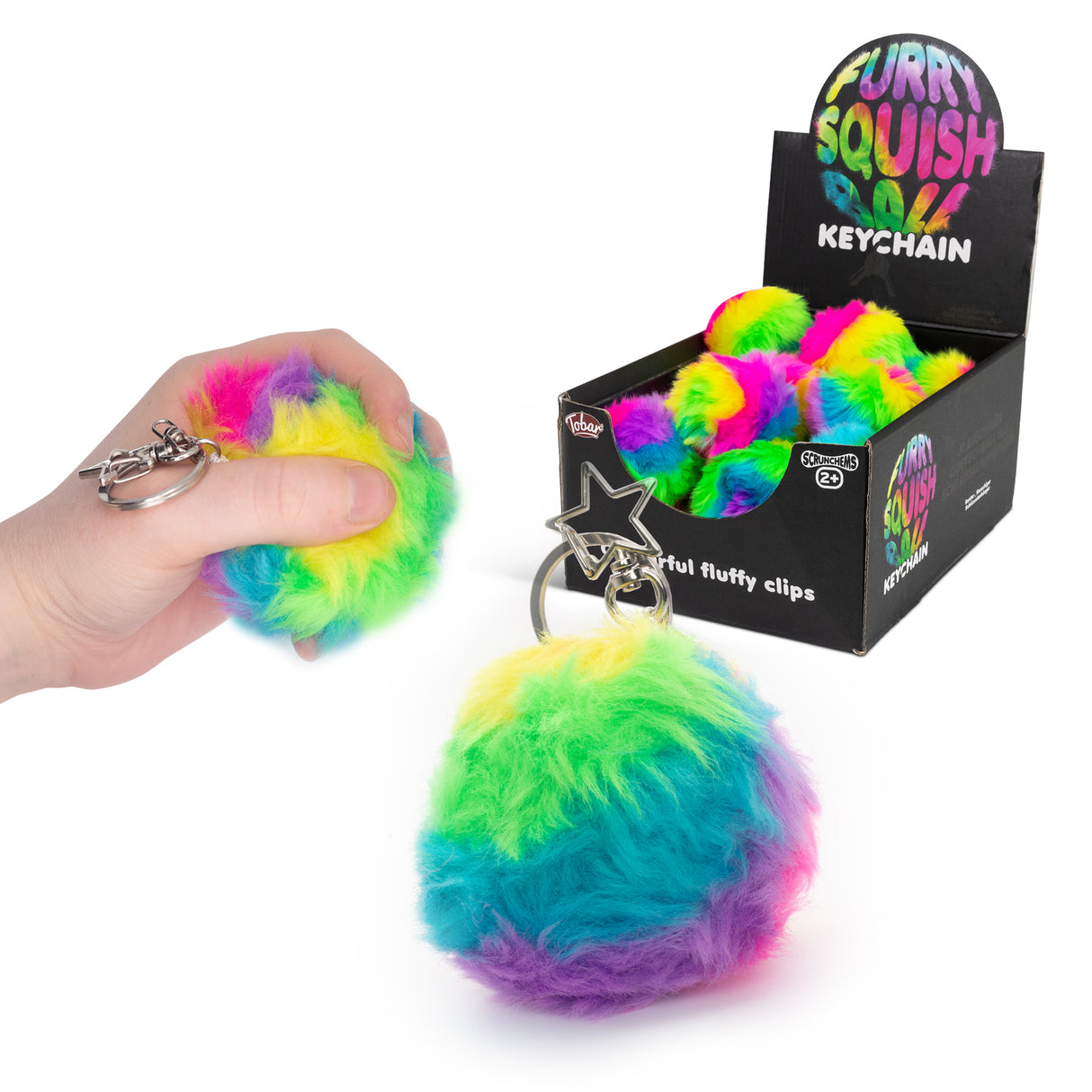 SCRUNCHEMS FURRY SQUISH BALL KEYCHAIN