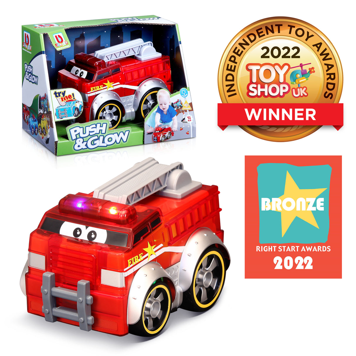 BB JUNIOR PUSH & GLOW FIRE TRUCK