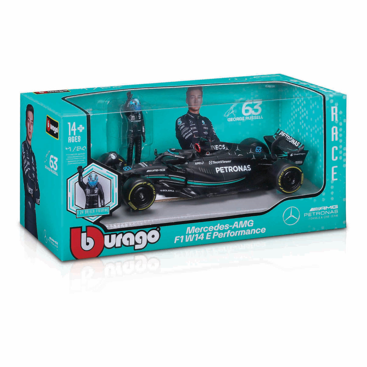 1:24 F1 MB W14 2023 WITH DRIVER FIGURE RUSSELL