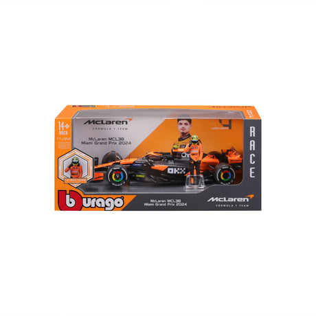 1:24 F1 MCLAREN MCL38 2024 WITH DRIVER FIGURE NORRIS