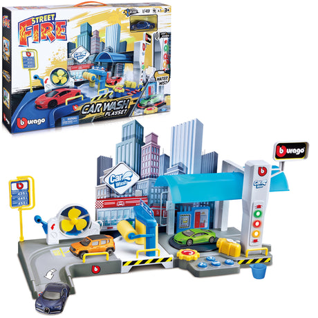 1:43 STREET FIRE CAR WASH PLAYSET GARAGE