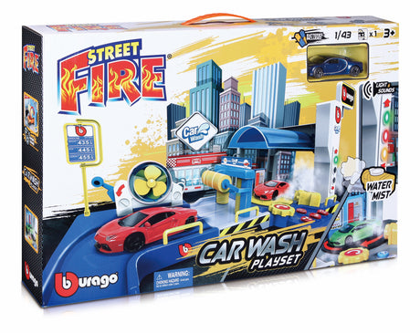 1:43 STREET FIRE CAR WASH PLAYSET GARAGE