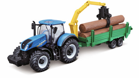 10CM NEW HOLLAND T7.315 TRACTOR WITH LOG LOADER AND TRAILER