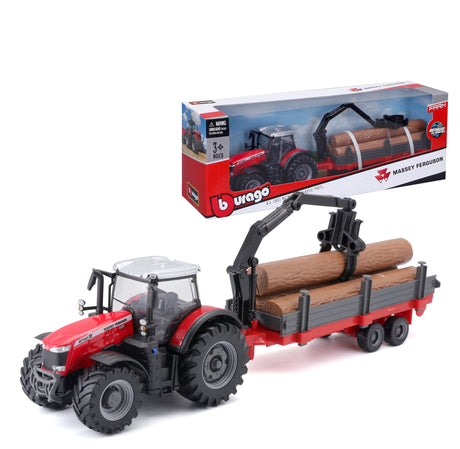 10CM MASSEY FERGUSSON 8740S TRACTOR WITH LOG LOADER AND TRAILER