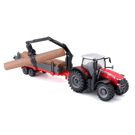 10CM MASSEY FERGUSSON 8740S TRACTOR WITH LOG LOADER AND TRAILER