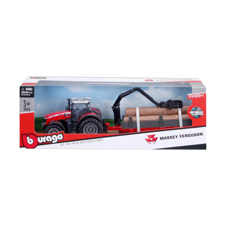 10CM MASSEY FERGUSSON 8740S TRACTOR WITH LOG LOADER AND TRAILER