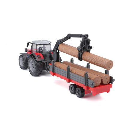 10CM MASSEY FERGUSSON 8740S TRACTOR WITH LOG LOADER AND TRAILER