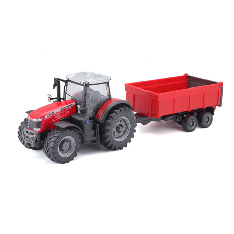 10CM MASSEY FERGUSSON 8740S TRACTOR WITH TIPPING TRAILER