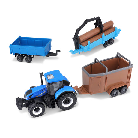 10CM NEW HOLLAND T7.315 TRACTOR WITH 3 TRAILERS