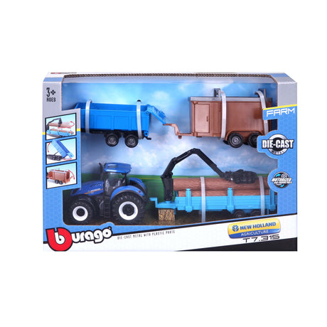 10CM NEW HOLLAND T7.315 TRACTOR WITH 3 TRAILERS