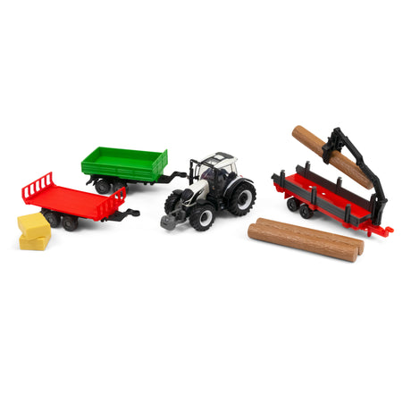 10CM VALTRA M2\Q TRACTOR WITH 3 TRAILERS