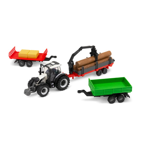 10CM VALTRA M2\Q TRACTOR WITH 3 TRAILERS