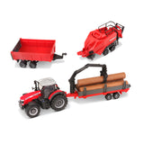 10CM MASSEY FERGUSSON 8740S TRACTOR WITH 3 TRAILERS