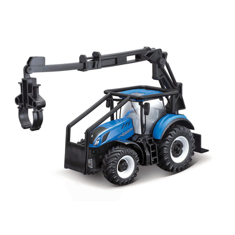 10CM NEW HOLLAND T7.315 TRACTOR WITH FRONT LOADER LOG LOADER AND 3 LOGS