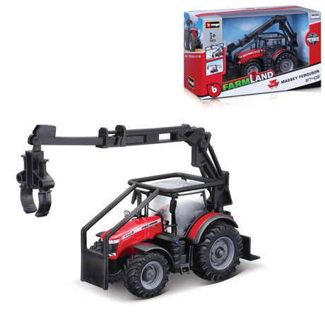 10CM MASSEY FERGUSSON 8740S TRACTOR WITH FRONT LOADER LOG LOADER AND 3 LOGS