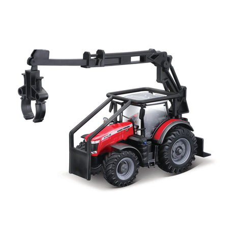 10CM MASSEY FERGUSSON 8740S TRACTOR WITH FRONT LOADER LOG LOADER AND 3 LOGS