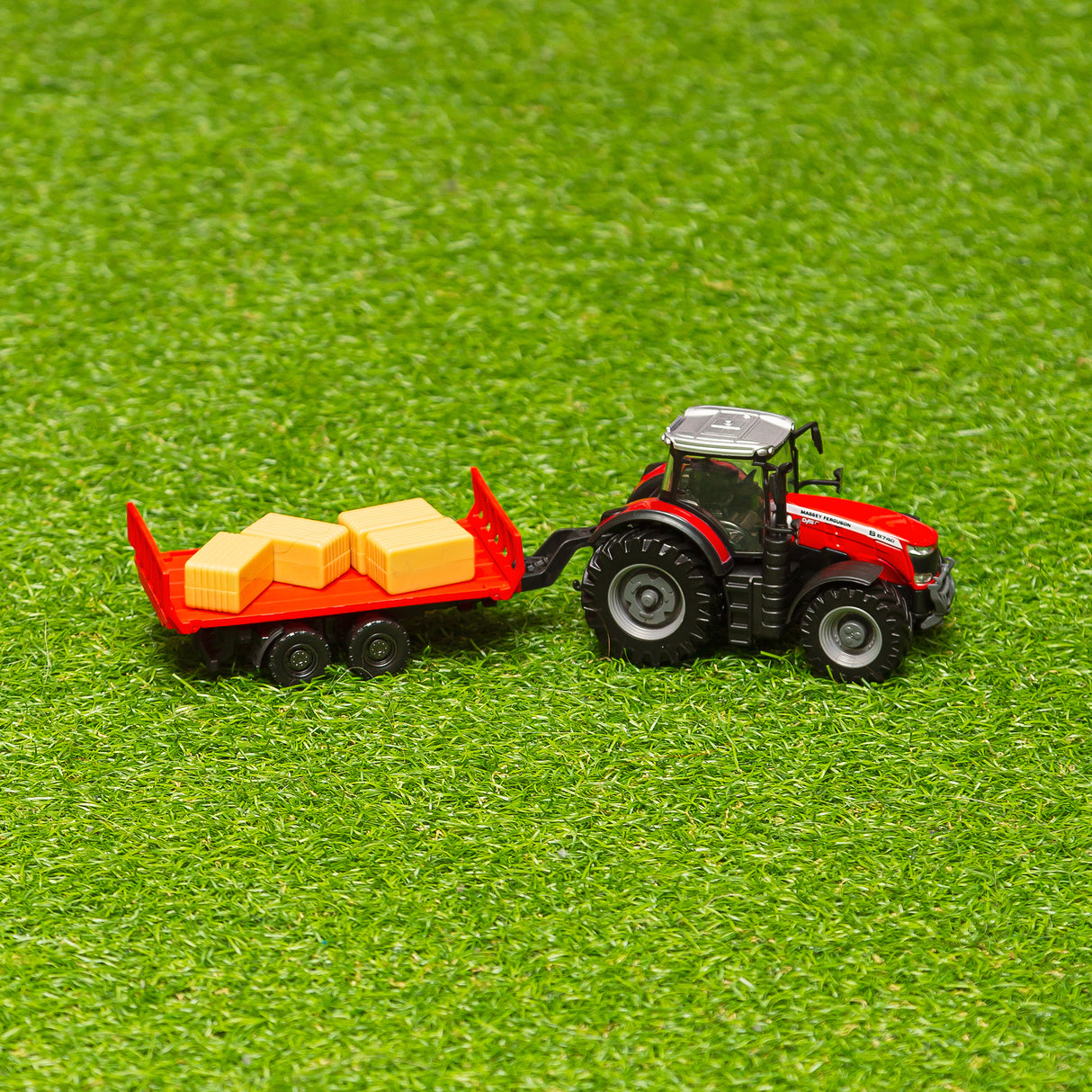 10CM MASSEY FERGUSSON 8740S TRACTOR WITH BALE TRAILER
