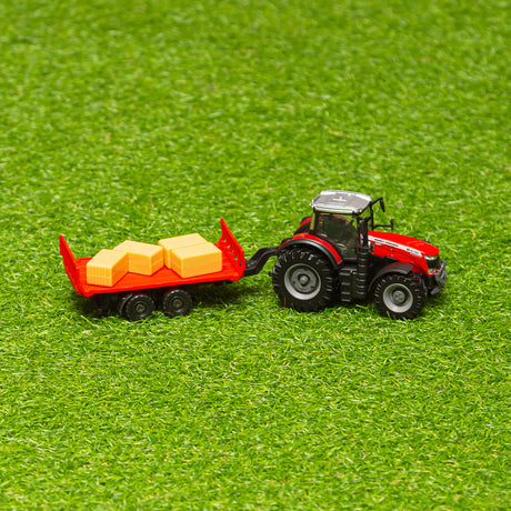 10CM MASSEY FERGUSSON 8740S TRACTOR WITH BALE TRAILER