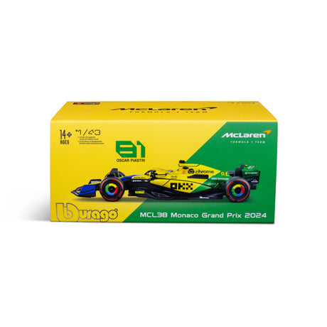 1:43 F1 MCLAREN MCL38 2024 WITH HELMET PIASTRI SENNA LIVERY