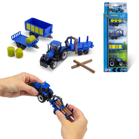 MINI WORKING MACHINES - 4 PACK OF TRACTORS NEW HOLLAND