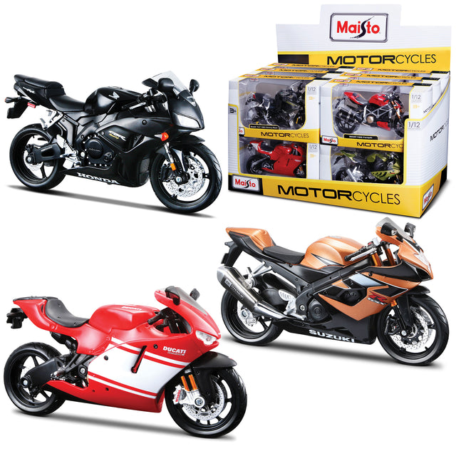 1:12 MOTORBIKE ASSORTMENT -12PC DISPENSER