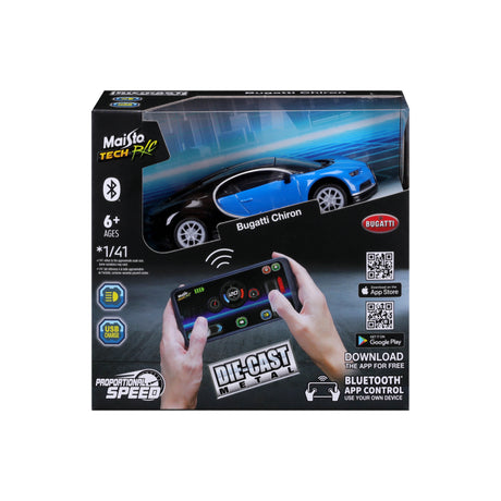 1:41 MINI METAL DIE-CAST BLUETOOTH RC BUGATTI CHIRON WINDOW BOX
