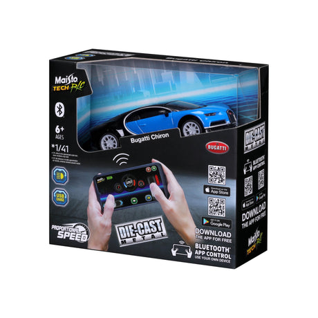 1:41 MINI METAL DIE-CAST BLUETOOTH RC BUGATTI CHIRON WINDOW BOX