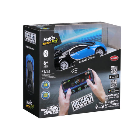 1:41 MINI METAL DIE-CAST BLUETOOTH RC BUGATTI CHIRON WINDOW BOX