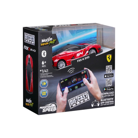 1:41 MINI METAL DIE-CAST BLUETOOTH RC FERRARI FXX-K EVO WINDOW BOX