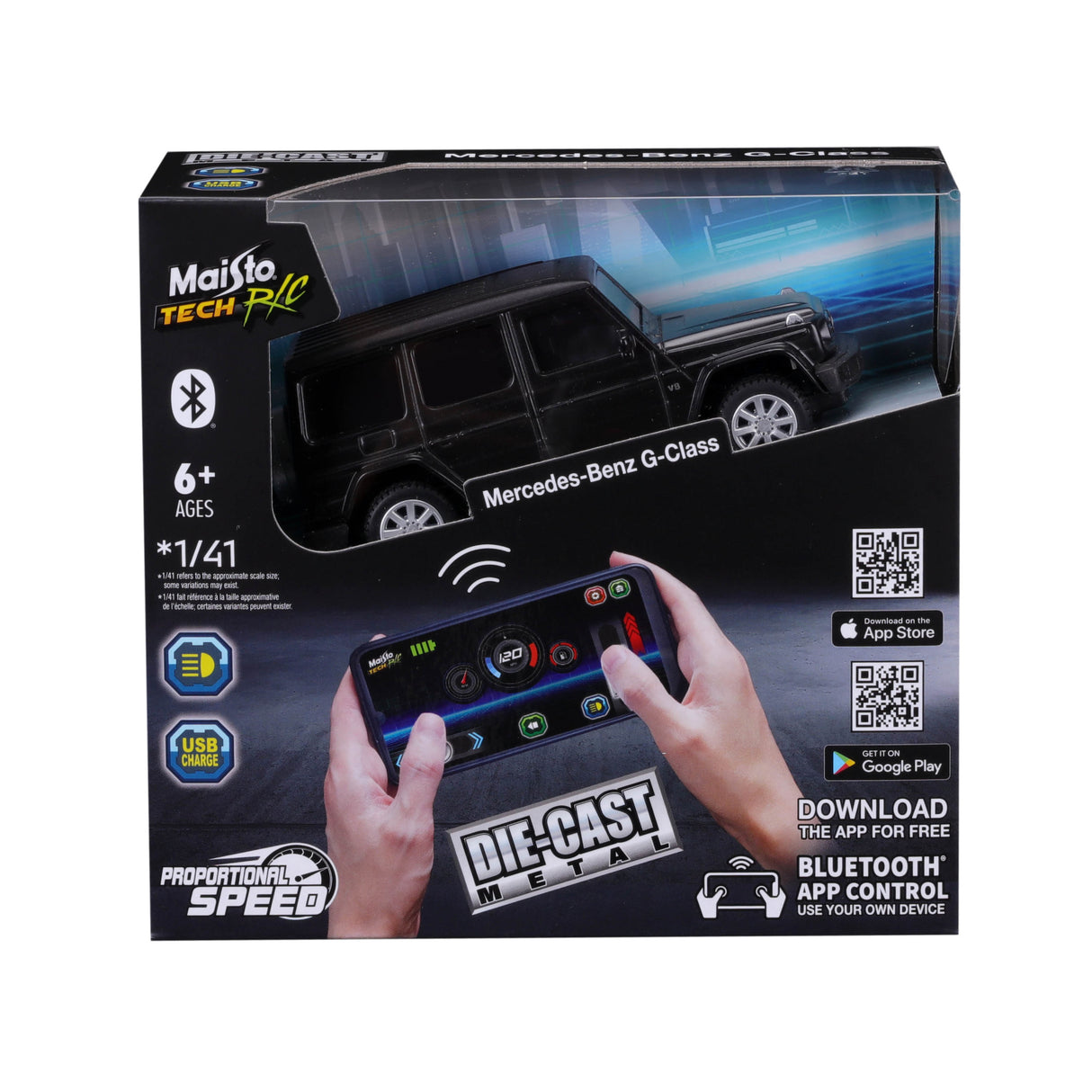 1:41 MINI METAL DIE-CAST BLUETOOTH RC MERCEDES G-CLASS WINDOW BOX
