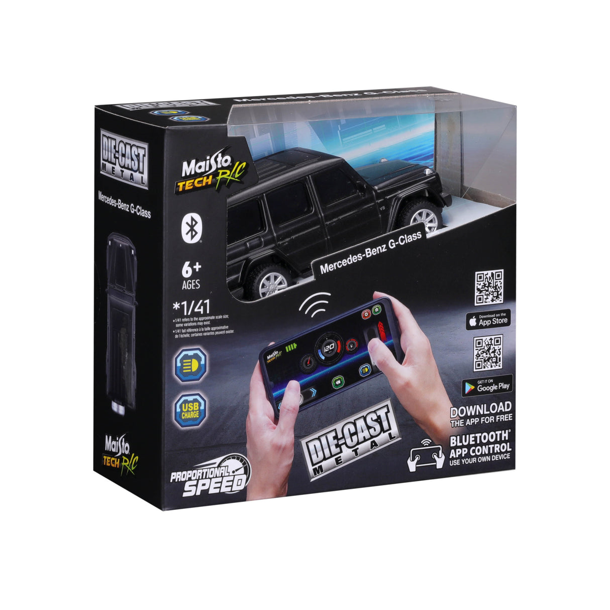 1:41 MINI METAL DIE-CAST BLUETOOTH RC MERCEDES G-CLASS WINDOW BOX