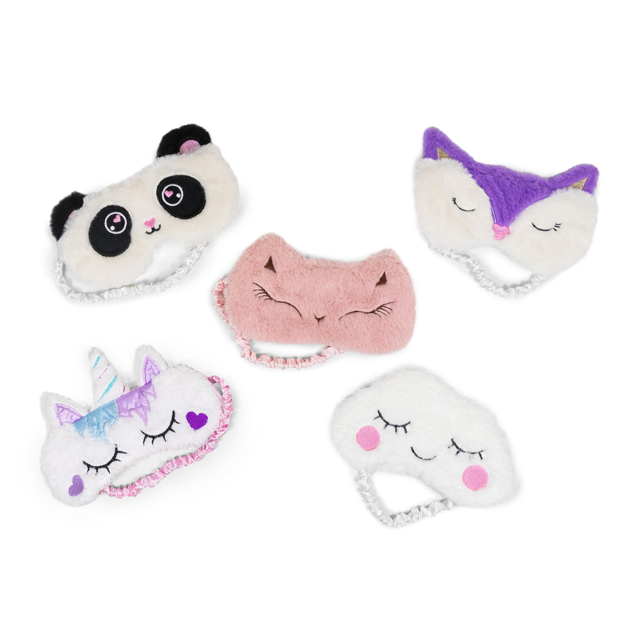 FLUFFY FACE MASKS 5 ASSORTED - BROWN INNER BOX