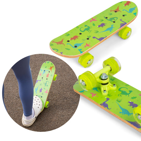 DINOSAUR SKATEBOARD WITH FLASHING WHEELS 17INCH