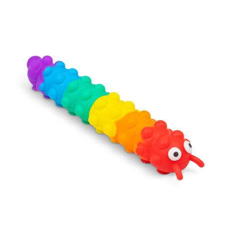 LIGHT UP SUCTION PUSH POPPER RAINBOW CATERPILLAR