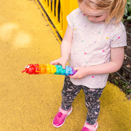 LIGHT UP SUCTION PUSH POPPER RAINBOW CATERPILLAR