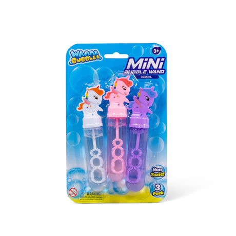 3PK UNICORN MINI BUBBLE WANDS
