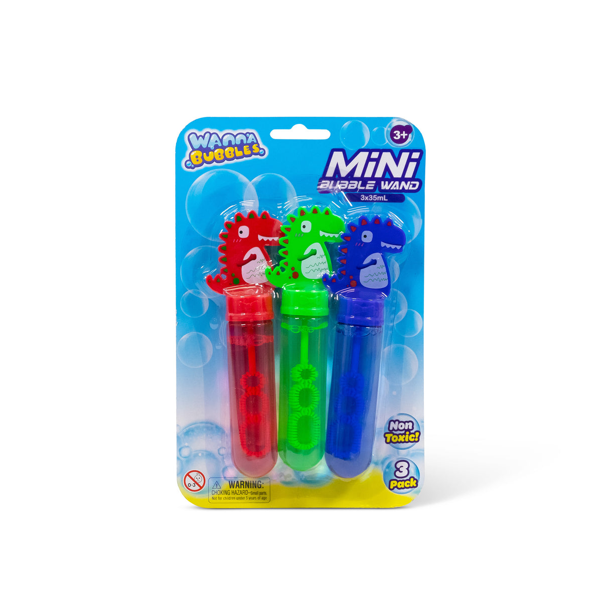 3PK DINOSAUR MINI BUBBLE WANDS