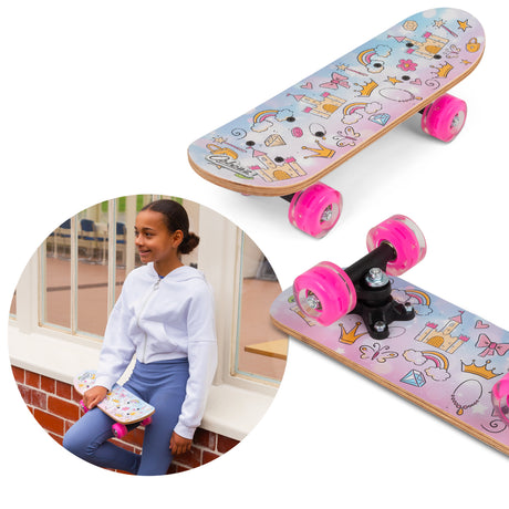 PRINCESSES SKATEBOARD WITH FLASHING WHEELS 17 INCH